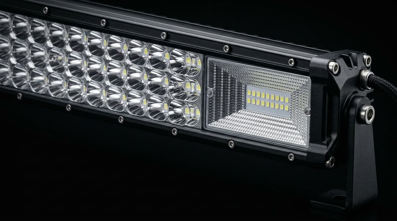 Barre LED droite triple rangée haute puissance Next‑Tech, optiques combo spot et flood pour tous les types de véhicules