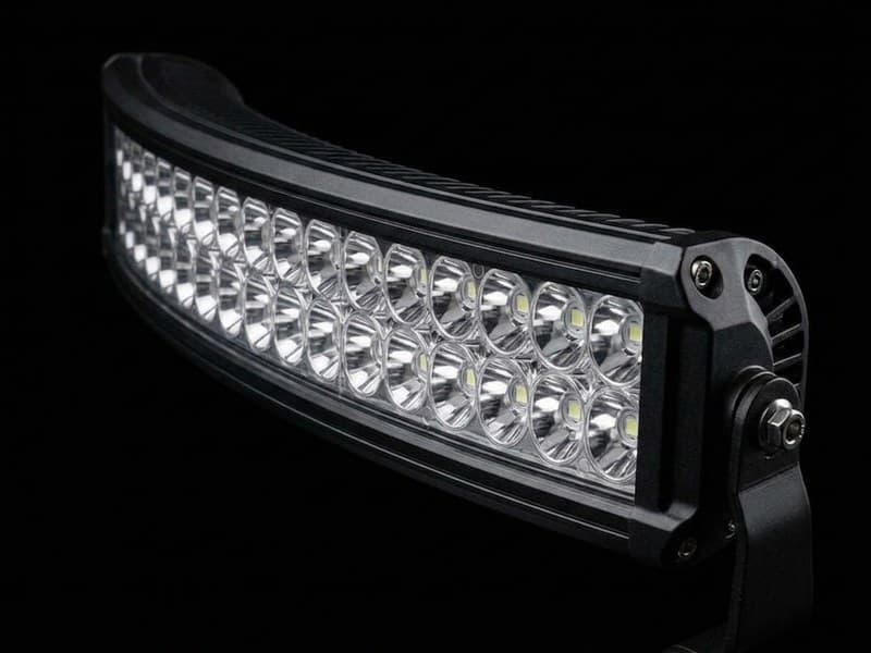 Rampe LED incurvée double rangée Next‑Tech éteinte sur fond noir