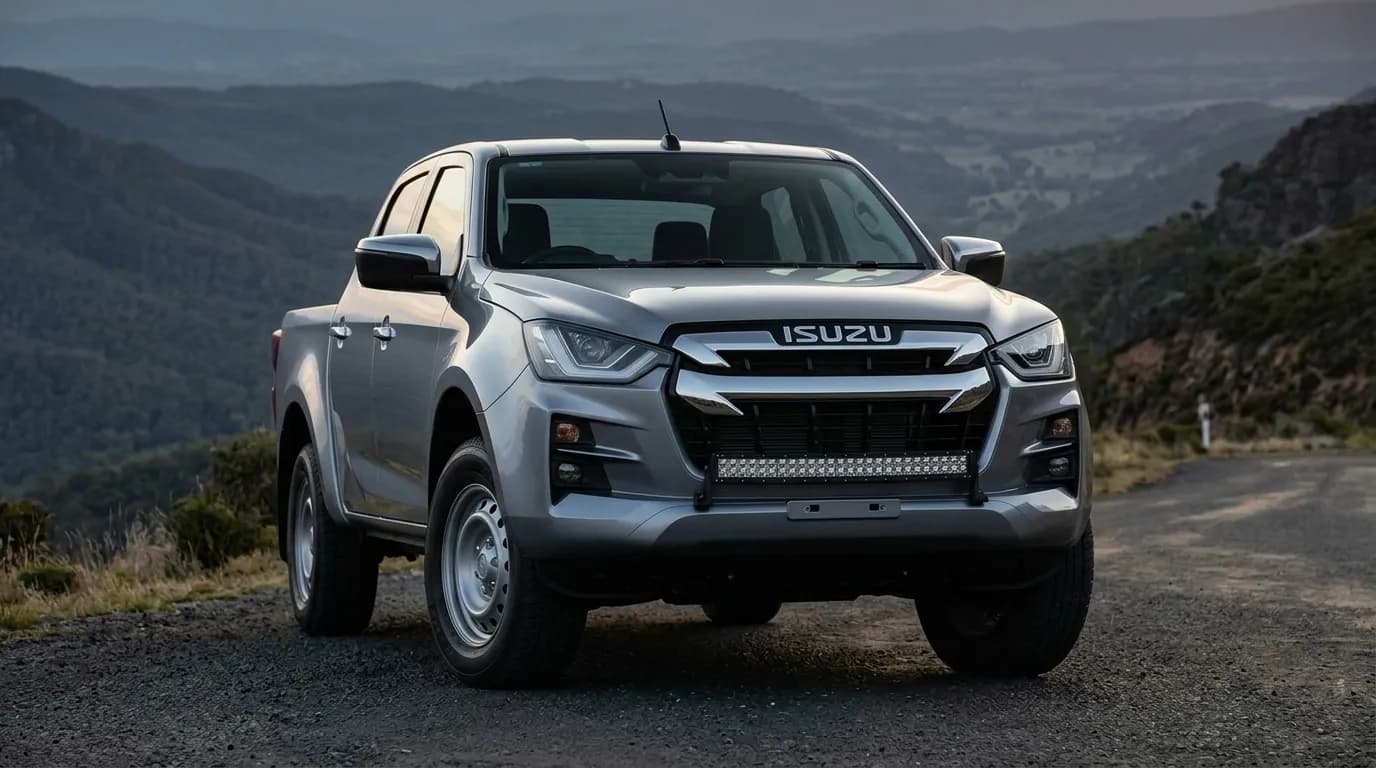Face avant d'un Isuzu D-Max avec une barre LED Next-Tech intégrée dans le pare-chocs