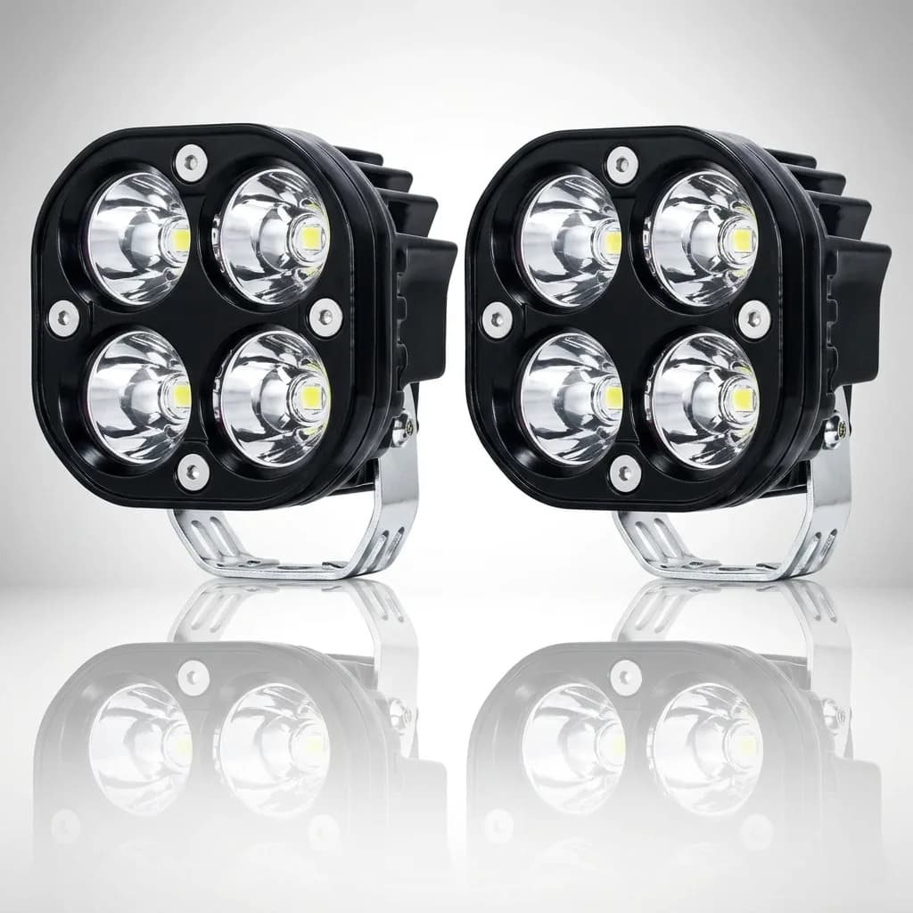 Feux LED longue portée 50w 75mm carré pour motos