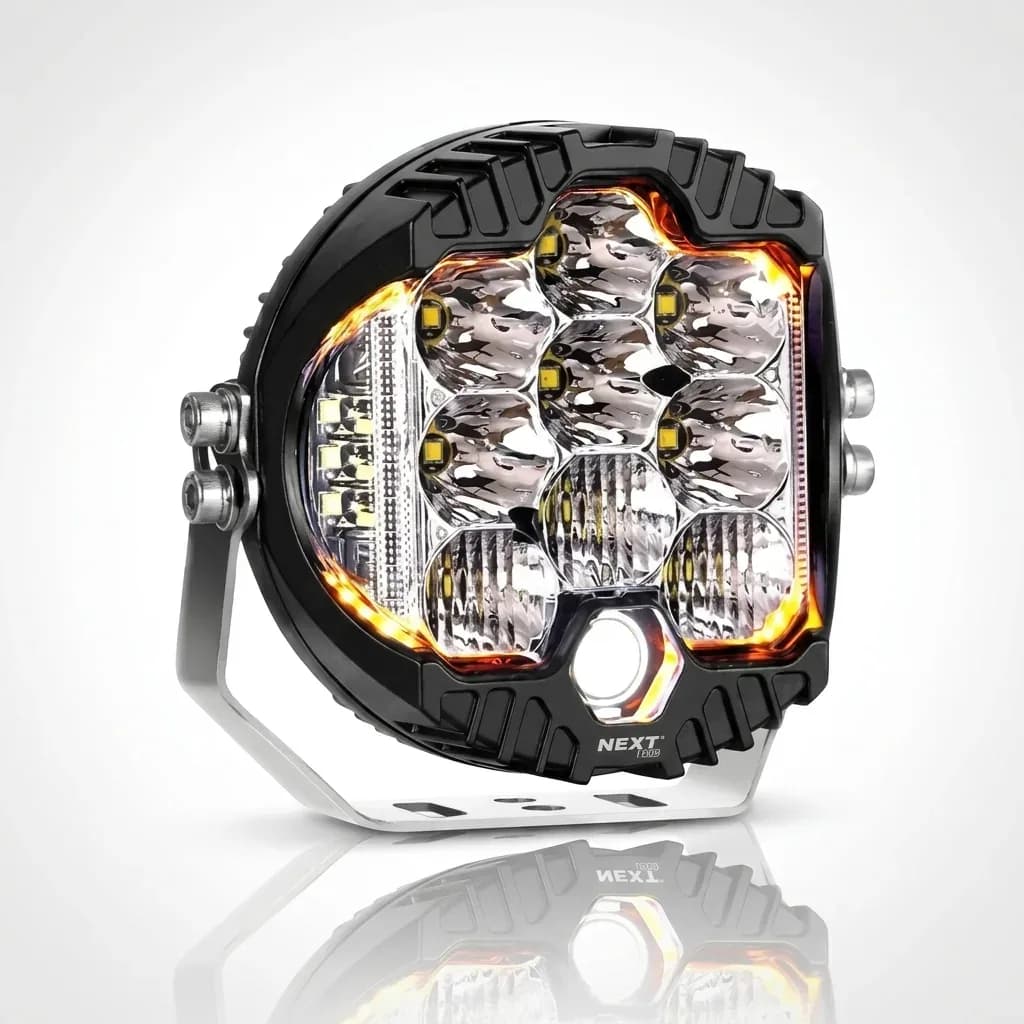 Phare LED additionnel 90W 12cm rond avec feu de position orange