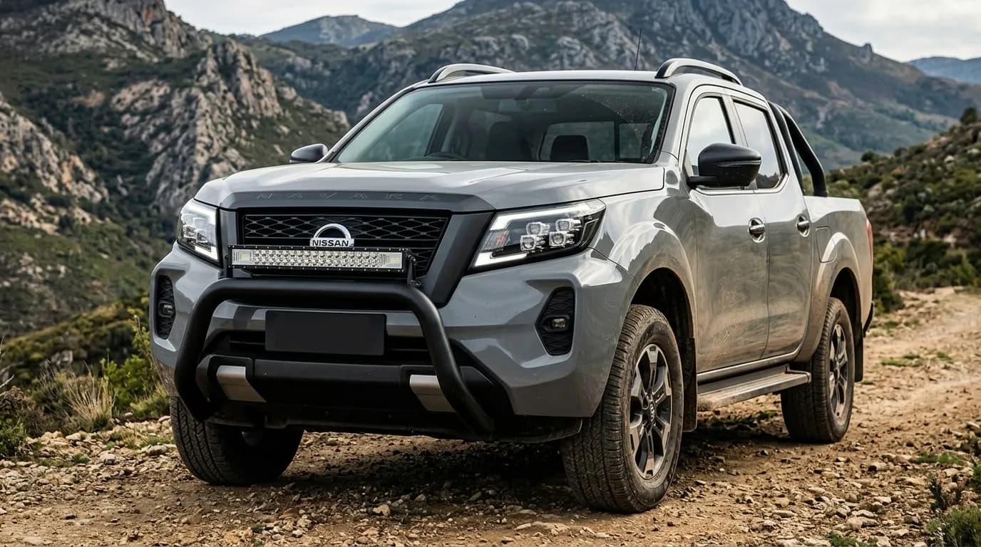 Nissan Navara équipé d'une barre LED Next-Tech montée sur pare-buffle avant