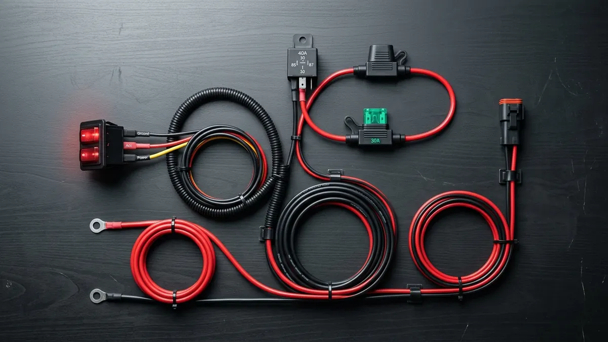 Câblage électrique d'une barre LED avec relais et fusible sur un 4x4