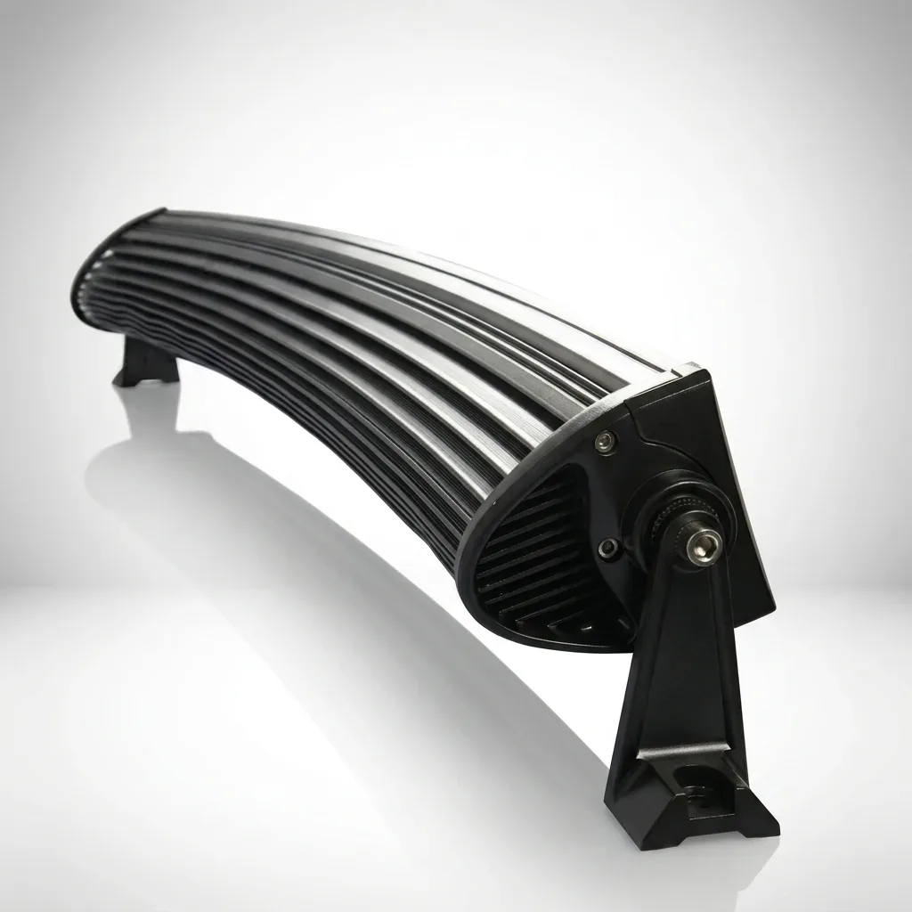 Vue arrière d'une rampe LED double rangée montrant les ailettes de dissipation thermique en aluminium