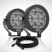 photo des 2 feux LED XP7 Next-Tech, on distingue bien les 7 LED ainsi que le réflecteur des feux.