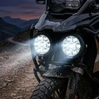 Phares LED longue portée XP7 140w 11cm rond pour motos 18800 lumens - vue arrière connectique et dissipateur thermique