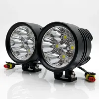 lot de 2 phares LED additionnels ronds 60mm Next‑Tech 50w 15500 lumens 5000K sur fond studio, vue rapprochée