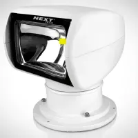 Projecteur LED de recherche motorisé 360° Next‑Tech 120w 12500lm IP68 5000K rectangulaire blanc, vue studio