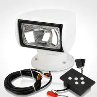 phare led de recherche motorisé 360° Next‑Tech 120w 12500lm 5000k IP68 avec télécommande filaire sur fond studio