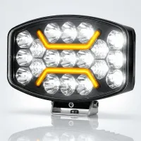 Phare LED additionnel 75w 24cm rectangulaire avec feu de position orange Next-Tech - vue arrière connectique et dissipateur thermique