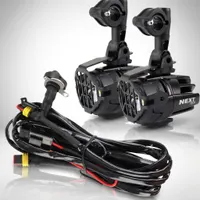Kit feux LED longue portée et antibrouillard pour moto - Phare additionnel LED moto Next‑Tech France fixation tubulaire crash bars.