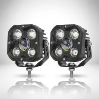 Phares LED additionnels haut de gamme 82mm carré faisceau 5D pour moto - Phare additionnel LED moto Next‑Tech France