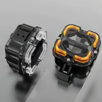  Feux LED carrés avec double faisceau feux de route et feux de croisement pour 4x4 - vue de face allumée 65W par feu 10000lm par feu lumens IP68