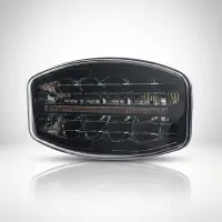 phare LED additionnel rectangulaire Next‑Tech 120W éteint sur fond studio blanc, vue de face optique fumée noire