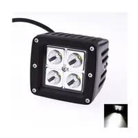 Phare LED moto 20W boîtier aluminium ailettes latérales, encart démonstration faisceau spot blanc puissant