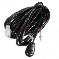 Câble relais universel barre LED avec connecteurs blancs et bouton interrupteur, faisceau 300W enroulé pour éclairage auxiliaire auto