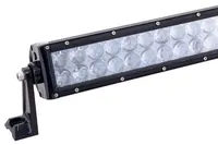 Gros plan extrémité barre LED 4D 300W, support de fixation latéral et lentilles loupe transparentes