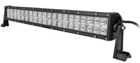 Barre LED 40 leds 120W vue arrière trois quarts illustrant le faisceau dual spot flood et sortie de câble