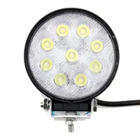Phare LED rond 27W 110mm face avant éteint avec optique transparente et 9 diodes visibles