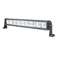 Rampe LED 4x4 100W 550mm vue de trois quarts, 10 LEDs CREE éteintes, boîtier noir et support de fixation